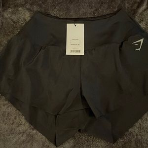 High waisted shorts with liner small zipper pocket on waist band in back